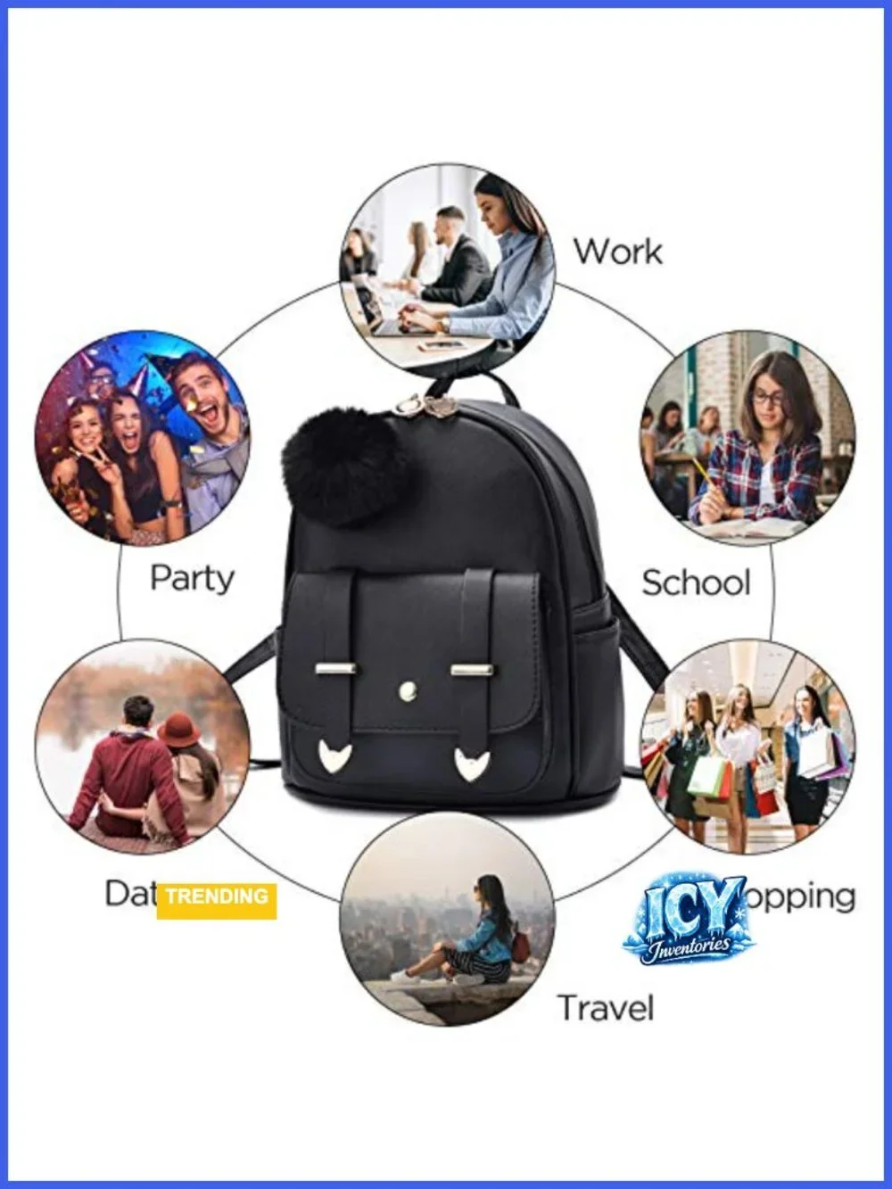 Mini PU Leather Backpack Purse for Women Girls Fashion Shoulder Bag